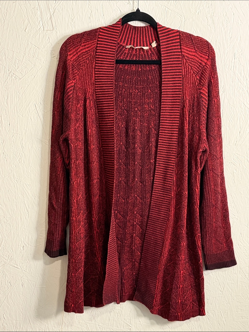 Soft Surroundings Red Open-Front Knit Cardigan